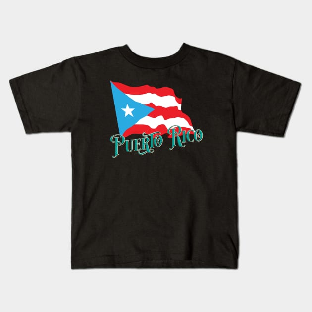 Puerto Rico Flag Kids T-Shirt by Pro Art Creation